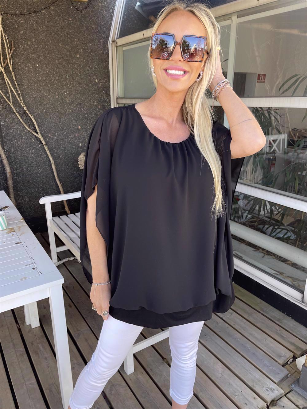 Tea - Top med løst chiffonstof udover